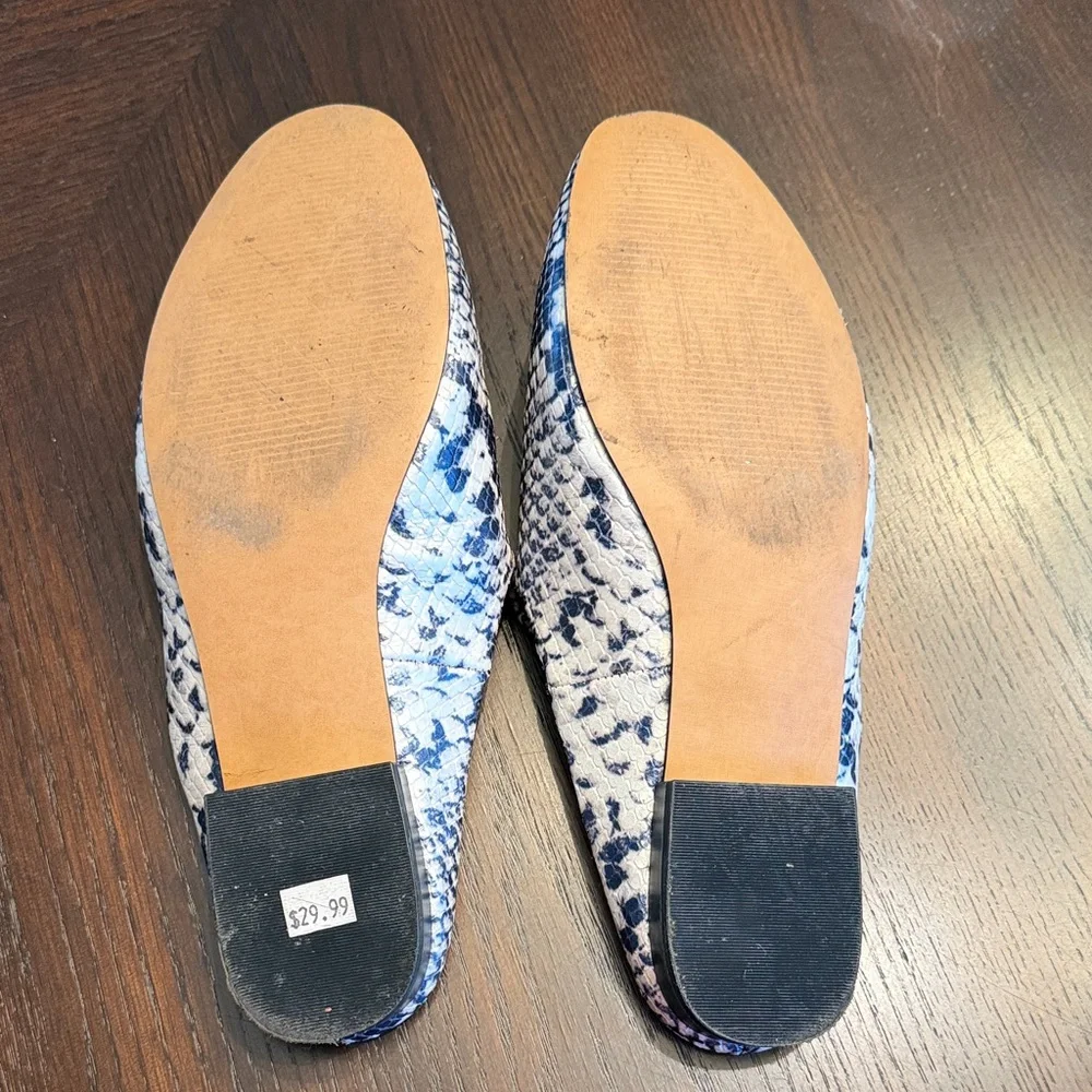 GAP Blue and White Snake-Print Slip-On Mules - Picture 8 of 11